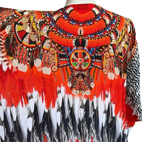 Shahida Parides Nomad Kaftan feather print Lisa Rinna Real Housewives OS One Sz - Picture 10 of 16